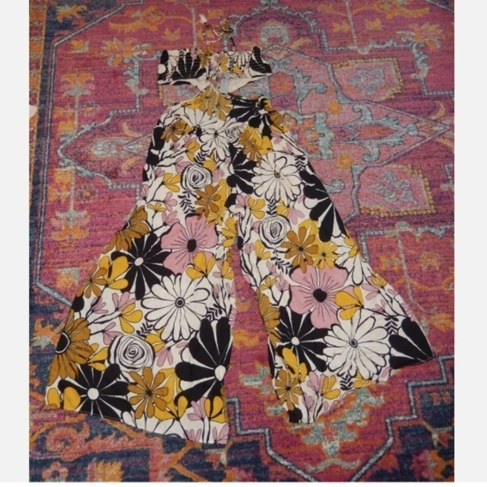 Kenzie Parrott Paints Anthropologie Bandeau Open Back Beachy Halter Jumpsuit Nwt